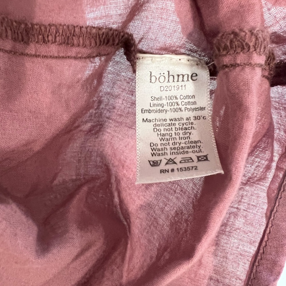 Bohme: Floral embroidered eyelet midi dress ruffle cap sleeves in dusty rose (S) - Picture 2 of 11